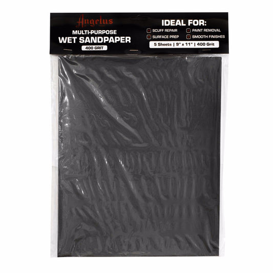 Papel de lija húmedo multiuso Angelus de grano 400, 5 hojas